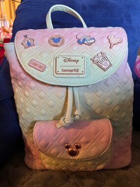 Disney Loungefly Quilted Fair Pin Mickey Mouse Mini Backpack